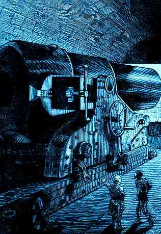 Production maîtresse de Stahlstadt, ce canon monstrueux préfigure la future Grosse Bertha qui bombardera Paris en 1914-1918. [gravure L. BENNETT], cliquez pour agrandir